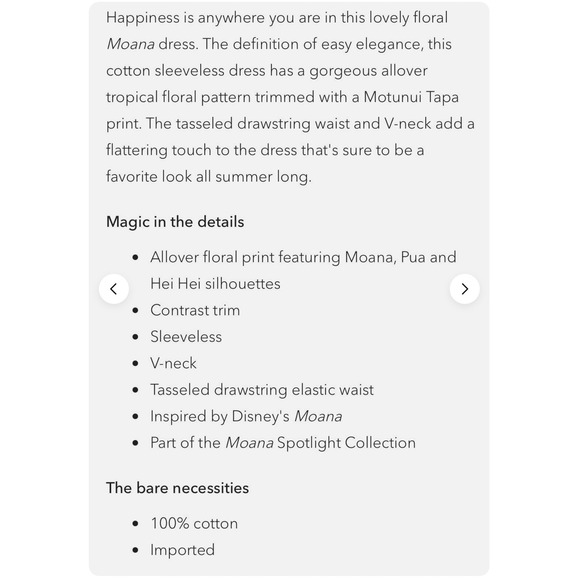 Disney Dress Shop Women's Size M Moana Dress - Picture 4 of 5